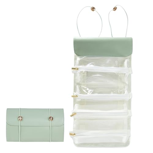 Pomurom Make -up -Pinselbeutelbeutel, Make -up -Pinselhalter, Rollen Sie Reisemake -up -Bürstenkoffer, 4-in-1-Kosmetikbeutel, Faltbare Roll-up-Make-up-Lagerung für Frauen Männer von Pomurom