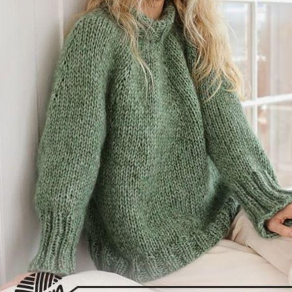 Handgestrickter Grobstrick Alpaka Pullover, Boho Pullover von PonchoShawlScarves