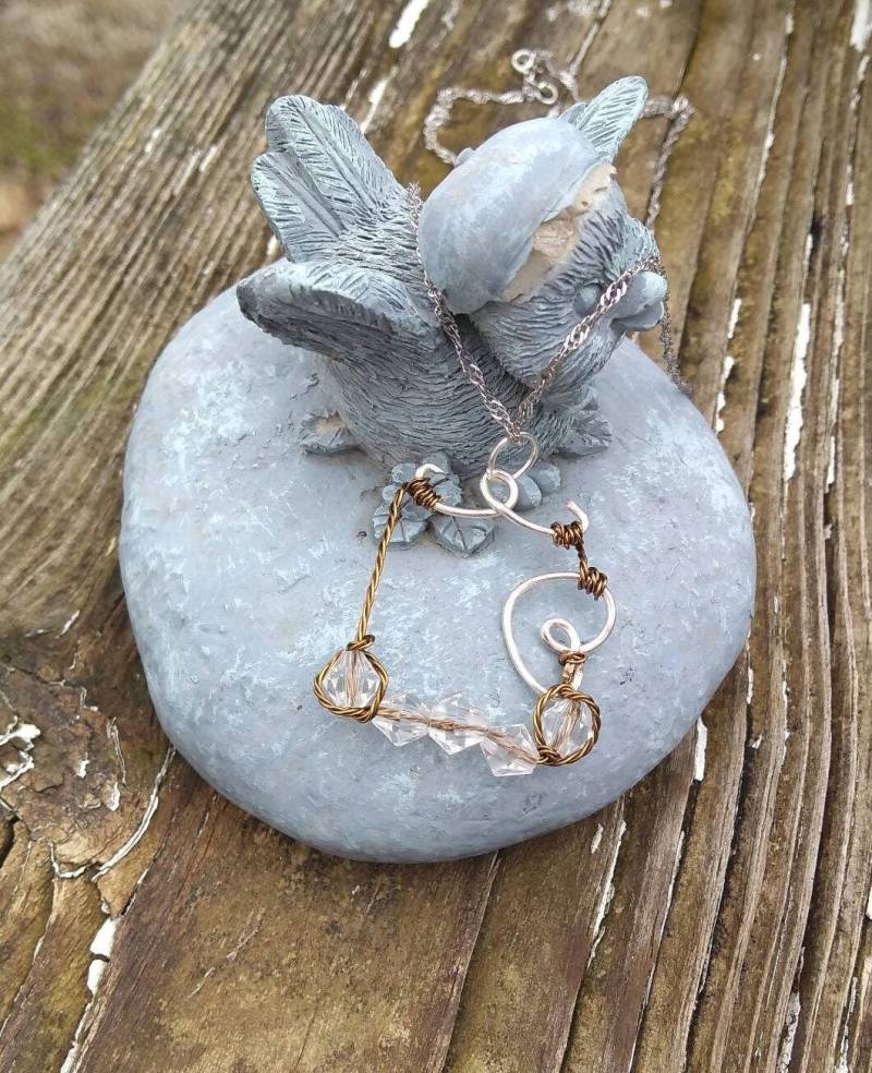 Einzigartige Handmade One Of A Kind Anhänger Klare Glas Kristalle Gedreht Kupfer Mit Versilberten Ooak Draht Gewickelt Liebeszweig Schaukel von PondercraftUS