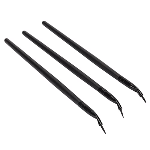 3 Stück Gebogener Eyeliner-Pinsel, Ultrafeiner, Abgewinkelter Gel-Eyeliner-Pinsel, Make-up-Werkzeug, Professionelles Kosmetik-Werkzeug von Pongnas