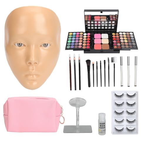 5D Make up Übungs Gesichtsbrett Set Enthält Gesichtsbrett, Make up Entferneröl, Lidschattenschale,Make up Pinsel,Falsche Wimpern,Eyeliner,Augenbrauenstifte und von Pongnas