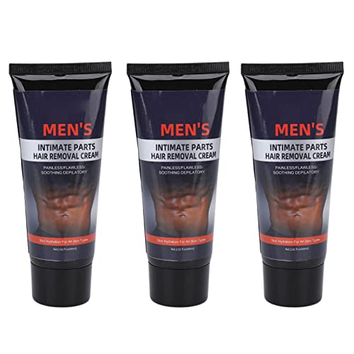 Haarentfernungscreme für Männer, Sanfte Schmerzlose Haarentfernungs-Körpercreme, Enthaarungscreme für Männer Hemmt das Haarwachstum für Alle Hauttypen, 3 Stück 60 Ml von Pongnas