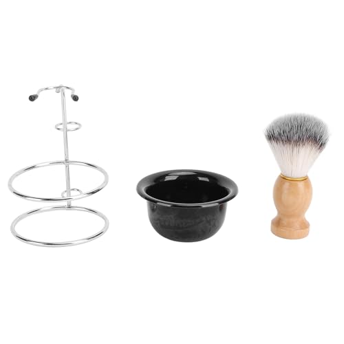 Herren Rasierbürstenset, Kompaktes und Tragbares Pflege Kit für die Reise (Rasierbürste + Rasierschüssel + Bürstenständer) von Pongnas