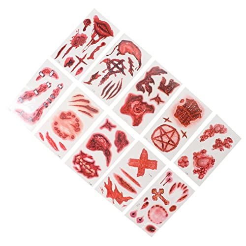 Pongnas Halloween Scar Tattoos Set Horror Gefälschter Wundaufkleber Gruseliges Make -up für Cosplay -Party (T-Paket) von Pongnas