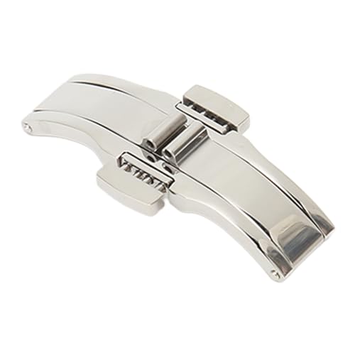 Pongnas Uhren-Faltschließe, Raffinierte Faltschließe aus Silbernem Edelstahl mit Druckknopf für Uhrenarmband Zum Ausgehen (6 * 21) von Pongnas