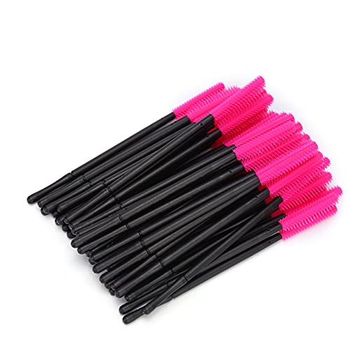 Silikon-Wimpernbürsten Mascara Wands 50 Stück Einweg-Wimpern-Mascara-Bürsten-Applikator Makeup Beauty Tool (Rosenrot) von Pongnas