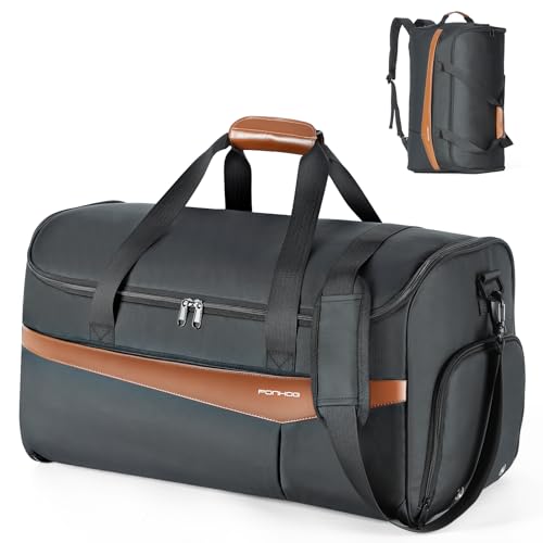 Ponhog Kleidersäcke für Reisen – Umwandelbarer Handgepäck-Rucksack mit Schuhfach, 3-in-1-Reisetasche zum Aufhängen, mit Schultergurt, für Herren und Damen, Schwarz, Schwarz, 22-inch von Ponhog