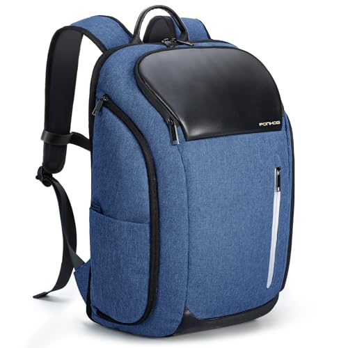Ponhog Rucksack Herren, Groß Laptop Rucksack 17 Zoll, Reiserucksack mit Anti Diebstahl Computerfach, Laptoptasche für Reise Business Arbeit Weekender, Hellblau von Ponhog