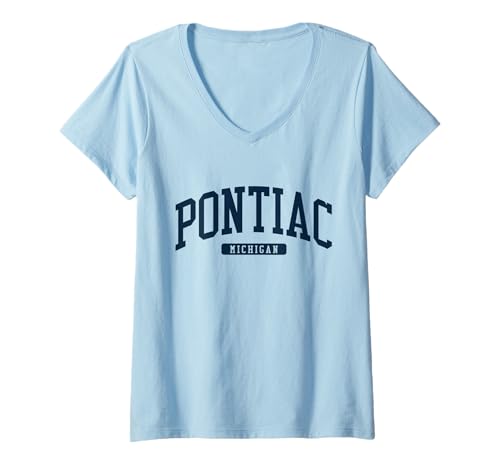 Damen Pontiac Michigan MI College-Universitätsstil, Marineblau T-Shirt mit V-Ausschnitt Damen Pontiac Michigan MI College-Universitätsstil, Marineblau T-Shirt mit V-Ausschnitt von Pontiac Michigan T-Shirts & Sweatshirts