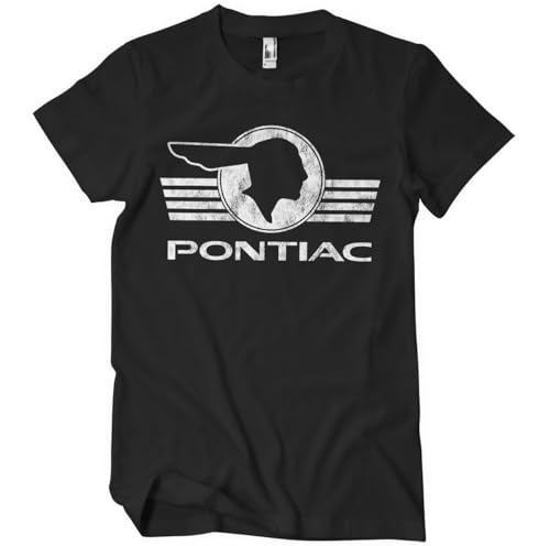 Pontiac Offizielles Lizenzprodukt Retro Logo Herren-T-Shirt (Schwarz), Large von Pontiac
