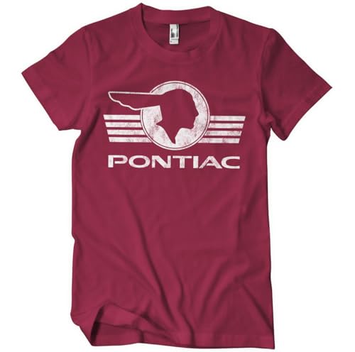 Pontiac Offizielles Lizenzprodukt Retro Logo Herren-T-Shirt (Tango-Rot), Medium von Pontiac