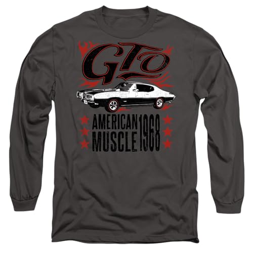 Pontiac Unisex GTO Flames Long Sleeve, Charcoal T-Shirt, anthrazit, S von Pontiac
