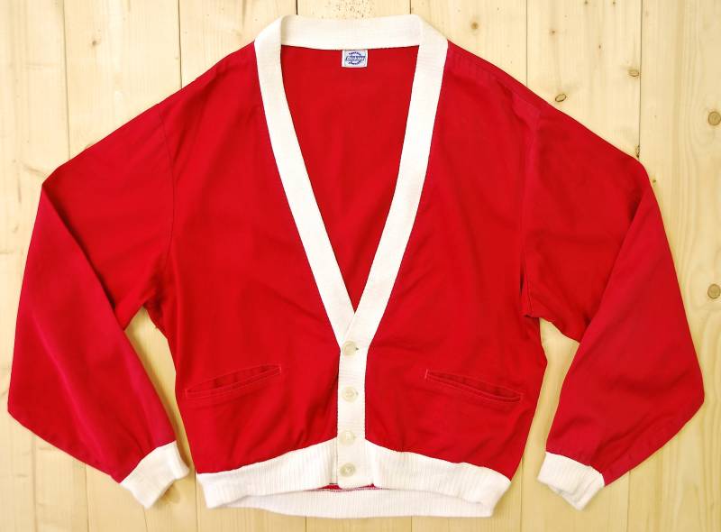 Jahrgang 1950/60-Rote Dickies Strickjacke Cardigan Jacke Frank Sinatra James Dean Retro Sammlerstücke Selten von PontiacDryGoods