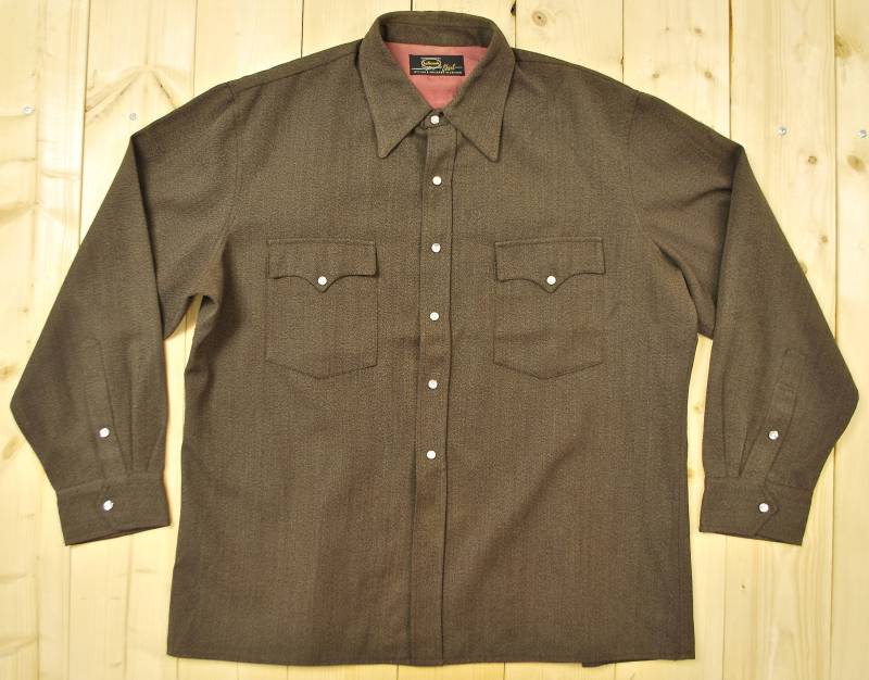 Vintage 1940Er/50Er Jahre Braunes Gabardine Westernhemd/Hallmark Hemd Cowpunk /Retro Sammlerstück Selten von PontiacDryGoods
