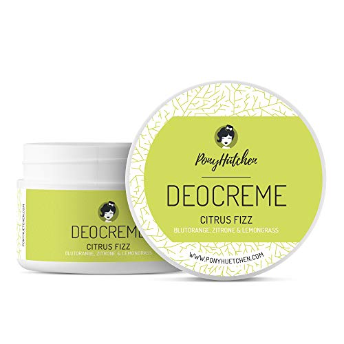 PonyHütchen Unisex-Deocreme ohne Aluminiumsalze für Damen und Herren + 50 ml Naturkosmetik Deo Creme + BIO + VEGAN + HANDMADE IN GERMANY + ideal im Handgepäck - 0% Aluminiumsalze (Citrus Fizz) von PonyHütchen