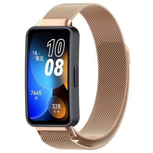 Poo4kark Aarmband für HUAWEIBand 8 Watch, Edelstähl Mesh Uhrenarmband für Damen Herren Ersatz Uhrenarmbänder Schnellverschluss Ersatzarmband (E, One Size) von Poo4kark