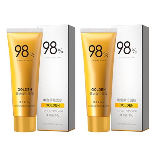 Poo4kark Beautiful Girl Gold Peel Off 98% Golden Peel Off Anti-Falten Gold Gesicht Mitesserentferner Porenreiniger Anti Mitesser Peel Off 2 Stück 98% Menge enthalten 80 ml G (Gold, One Size) von Poo4kark