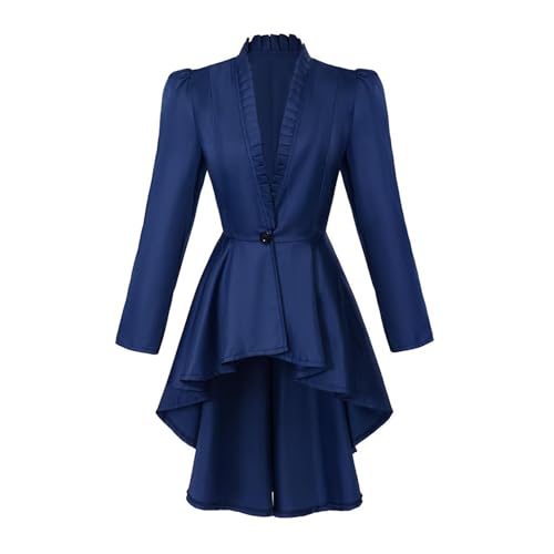 Poo4kark Damen Jacke Mittelalter Retro Gothic Frack Langarm Frack Hemd (BU1, XS) von Poo4kark