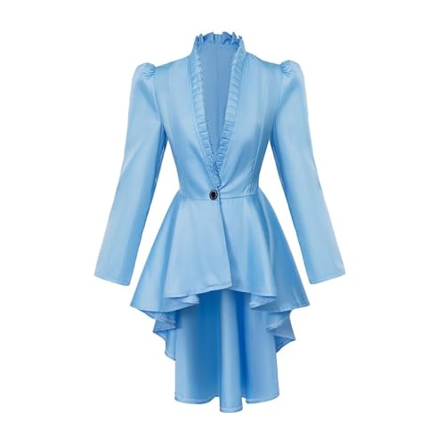 Poo4kark Damen Jacke Mittelalter Retro Gothic Frack Langarm Frack Hemd (BU2, XS) von Poo4kark