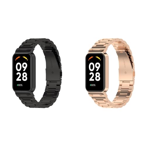 Poo4kark Edelstahlarmband für Mi Band 8 Active/Redmi Band 2 Mehrzweck-Uhrenarmband Metall Uhrenarmbänder mit Schnellverschluss geeignet für Damen&Herren (B+D-b, One Size) von Poo4kark