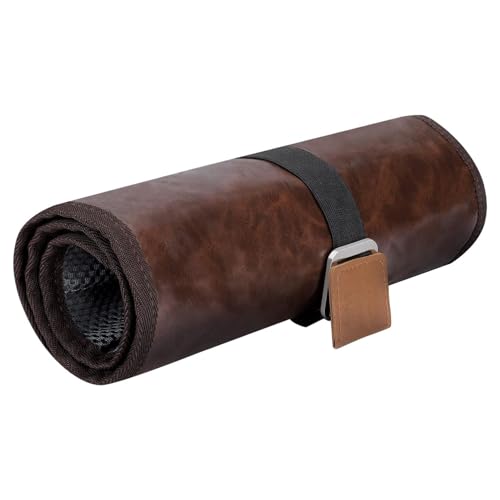 Poo4kark Kulturbeutel Herren Reise PU Leder Reisezubehör Toiletry Storage Bag Kosmetiktasche Toilettenorganizer Badezimmer-Aufbewahrungstasche (Braun, 50.8x25.4CM) von Poo4kark