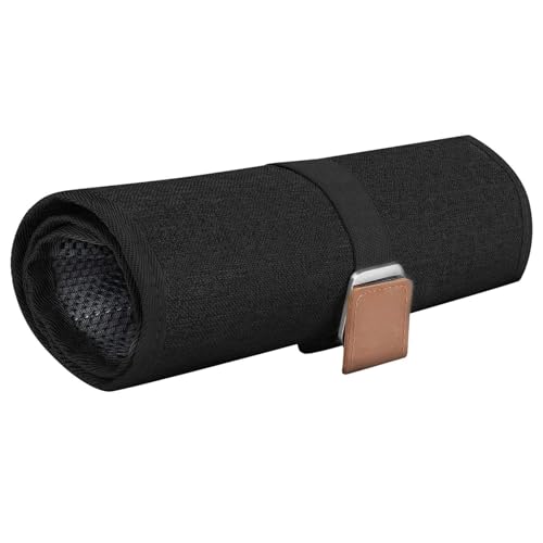 Poo4kark Kulturbeutel Herren Reise PU Leder Reisezubehör Toiletry Storage Bag Kosmetiktasche Toilettenorganizer Badezimmer-Aufbewahrungstasche (Schwarz, 50.8x25.4CM) von Poo4kark