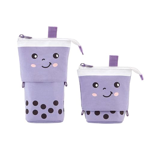 Poo4kark Niedlicher Teleskop-Bleistiftbeutel Stehauf Bleistiftbox Schreibwaren Etui mit Reißverschluss für Schüler Studenten Jungen Mädchen (Purple, One Size) von Poo4kark