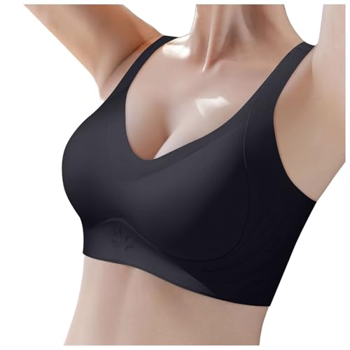 Poo4kark Ostern Nahtloser Damen-BH für kleine Oberweite, kabellos, verstellbare Achselunterstützung, schlaffes sportliches Rückendesign, stilvoll bequem. (Black, M) von Poo4kark