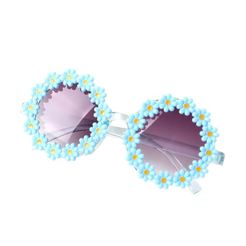 Poo4kark Outdoor Runde Blumen-Sonnenbrille, geeignet für Babys, süße, blumenförmige Brille 400 für Mädchen Jungen am Strand im Freien (Blue, 14cm) von Poo4kark