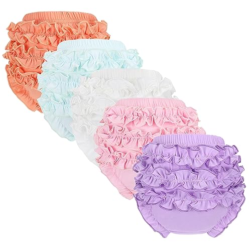 Höschen Packung mit 5 Baby Unterwäsche, Baumwoll Baby Mädchen Solide Lace Kleid Rüsche Unterhose Unterwäsche für Baby Mädchen von Poocen
