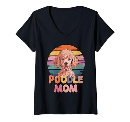 Damen Retro Poodle Mom Poodles T-Shirt mit V-Ausschnitt Damen Retro Poodle Mom Poodles T-Shirt mit V-Ausschnitt von Poodle Dog Lover Gifts