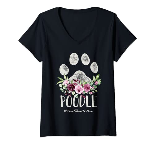 Damen Pudel Shirt Hund Mama Geschenke Pudel Mama T-Shirt mit V-Ausschnitt von Poodle Gifts