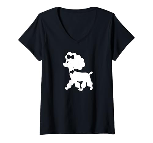 Damen Schicker Pudel mit Pariser Mode-Flair T-Shirt mit V-Ausschnitt von Poodle Lover Gifts
