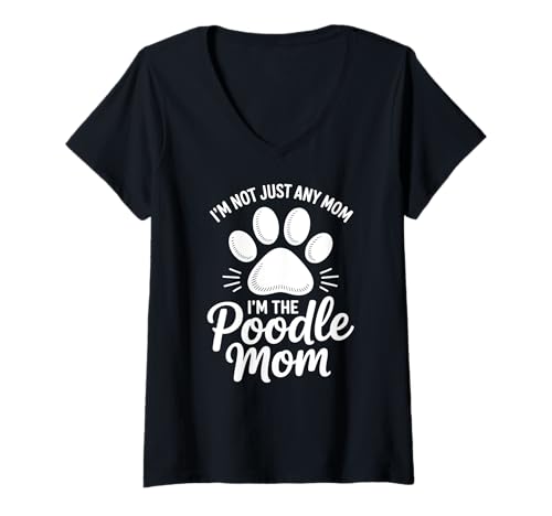 Damen Lustiger Pudel Spruch Pudel Mama T-Shirt mit V-Ausschnitt von Poodle Mother Poodle Lover