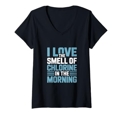 Damen Poolreparatur Ich Liebe den Geruch von Chlor am Morgen T-Shirt mit V-Ausschnitt von Pool guy swimming pool cleaner