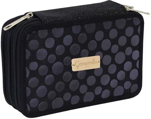 Seven - Federmäppchen mit 3 Reißverschlüssen Camomilla Romantic Girl schwarz/lila, Schwarz von Pool