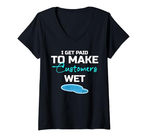 Damen I Get Paid To Make Customers Wet Pool Maintenance Guy T-Shirt mit V-Ausschnitt Damen I Get Paid To Make Customers Wet Pool Maintenance Guy T-Shirt mit V-Ausschnitt von Poolpfleger Design Poolreinigung
