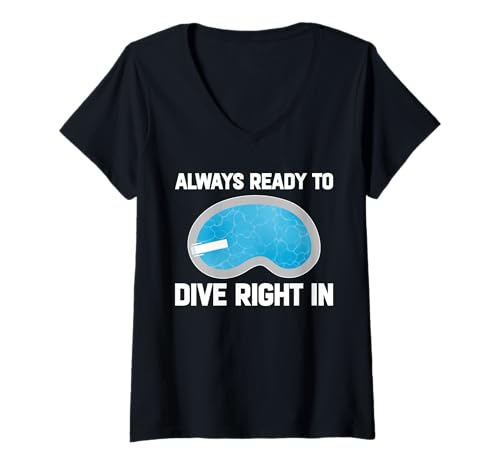Damen Always Ready To Dive Right In Pool Guy Pool Cleaner T-Shirt mit V-Ausschnitt Damen Always Ready To Dive Right In Pool Guy Pool Cleaner T-Shirt mit V-Ausschnitt von Poolreinigung Poolpfleger Designs