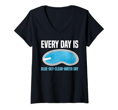 Damen Every Day Is Blue Sky Clear Water Day Pool Guy Pool Cleaner T-Shirt mit V-Ausschnitt Damen Every Day Is Blue Sky Clear Water Day Pool Guy Pool Cleaner T-Shirt mit V-Ausschnitt von Poolreinigung Poolpfleger Designs
