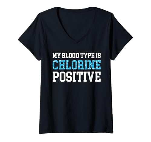Damen My Blood Type Is Chlorine Positive Pool Guy Pool Cleaner T-Shirt mit V-Ausschnitt Damen My Blood Type Is Chlorine Positive Pool Guy Pool Cleaner T-Shirt mit V-Ausschnitt von Poolreinigung Poolpfleger Designs