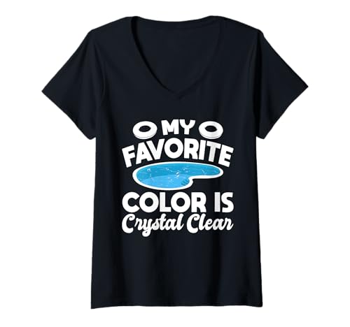 Damen My Favorite Color Is Crystal Clear Pool Guy Pool Cleaner T-Shirt mit V-Ausschnitt Damen My Favorite Color Is Crystal Clear Pool Guy Pool Cleaner T-Shirt mit V-Ausschnitt von Poolreinigung Poolpfleger Designs