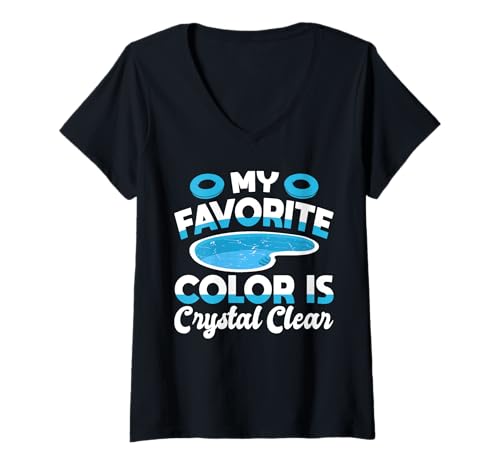 Damen My Favorite Color Is Crystal Clear Pool Guy Pool Cleaner T-Shirt mit V-Ausschnitt Damen My Favorite Color Is Crystal Clear Pool Guy Pool Cleaner T-Shirt mit V-Ausschnitt von Poolreinigung Poolpfleger Designs
