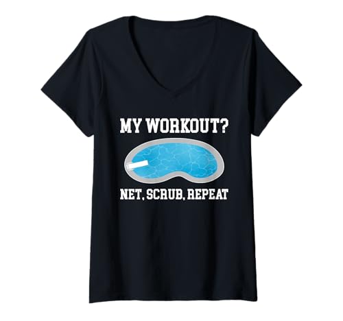 Damen My Workout? Net, Scrub, Repat Pool Guy Pool Cleaner T-Shirt mit V-Ausschnitt Damen My Workout? Net, Scrub, Repat Pool Guy Pool Cleaner T-Shirt mit V-Ausschnitt von Poolreinigung Poolpfleger Designs