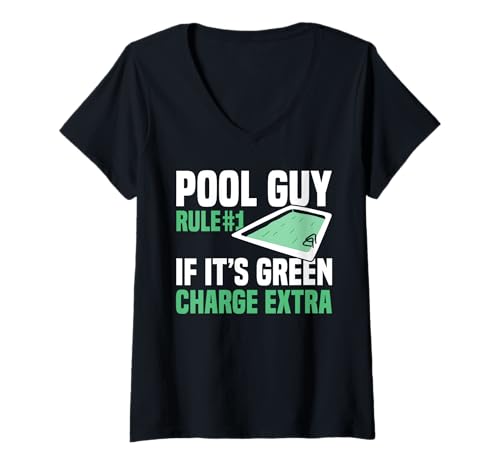 Damen Pool Guy Rule 1 If Its Green Charge Extra T-Shirt mit V-Ausschnitt Damen Pool Guy Rule 1 If Its Green Charge Extra T-Shirt mit V-Ausschnitt von Poolreinigung Poolpfleger Designs