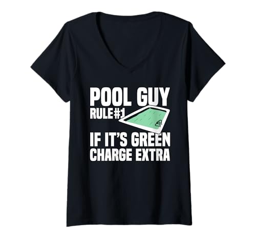 Damen Pool Guy Rule 1 If Its Green Charge Extra T-Shirt mit V-Ausschnitt Damen Pool Guy Rule 1 If Its Green Charge Extra T-Shirt mit V-Ausschnitt von Poolreinigung Poolpfleger Designs