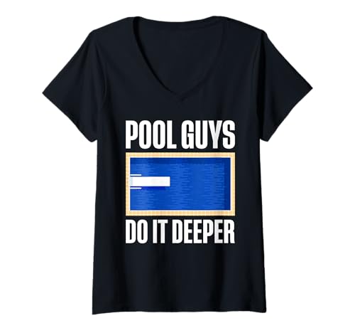 Damen Pool Guys Do It Deeper Pool Guy Pool Cleaner T-Shirt mit V-Ausschnitt Damen Pool Guys Do It Deeper Pool Guy Pool Cleaner T-Shirt mit V-Ausschnitt von Poolreinigung Poolpfleger Designs