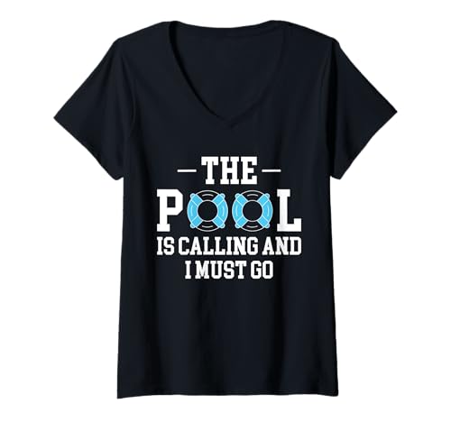 Damen The Pool Is Calling And I Must Go Pool Guy Pool Cleaner T-Shirt mit V-Ausschnitt Damen The Pool Is Calling And I Must Go Pool Guy Pool Cleaner T-Shirt mit V-Ausschnitt von Poolreinigung Poolpfleger Designs