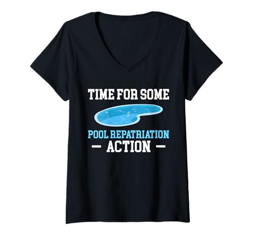 Damen Time For Some Pool Maintenancer Action Pool Guy Pool Cleaner T-Shirt mit V-Ausschnitt Damen Time For Some Pool Maintenancer Action Pool Guy Pool Cleaner T-Shirt mit V-Ausschnitt von Poolreinigung Poolpfleger Designs