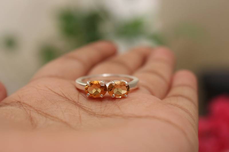 Natürlicher Citrin Ring 925 Sterling Silber Oval Geschnittener Handgemachter Schmuck von PoonamArtsNJewels