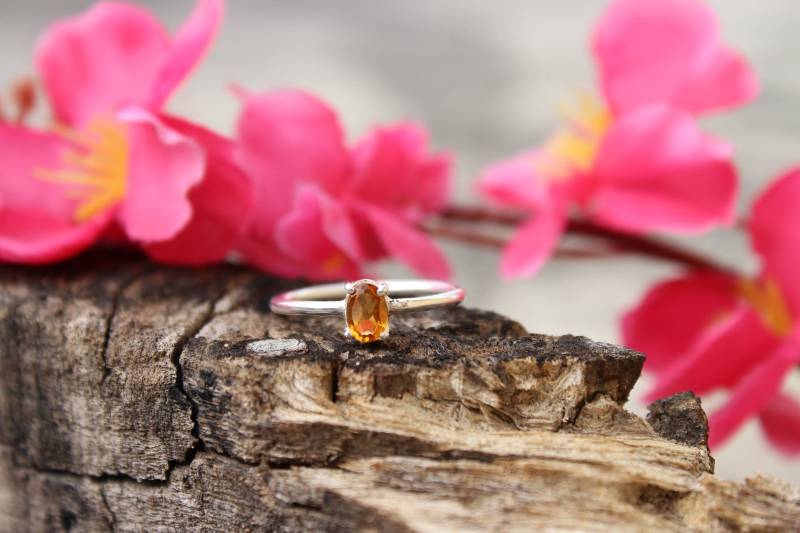 Natürlicher Citrin Ring 925 Sterling Silber Oval Statement Ring von PoonamArtsNJewels